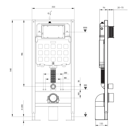 Система инсталляции для унитазов Triton-Pro EVO8015N с кнопкой 