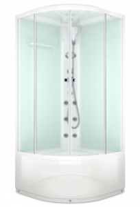 Душевая кабина Domani Spa Delight Slim 110 с электрикой, высокий поддон 1000x1000x2180 (бел. стенки, сатин мат. стекла) DS01DS110HWM10  Душевая кабина Domani Spa Delight Slim 110 с электрикой, высокий поддон 1000x1000x2180 (бел. стенки, сатин мат. стекла) DS01DS110HWM10