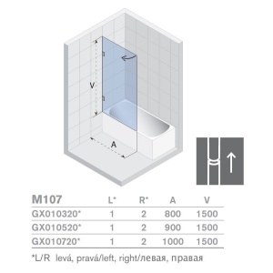 Шторка на ванну Riho Scandic M107-90 R стекло