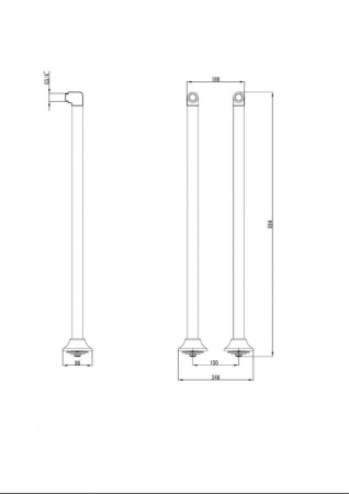 Комплект колонн Lemark LM8565С для установки смесителя на пол ванны, 2 шт.