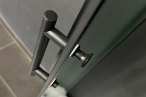 Душевая кабина Practic RB 90BK1-M-BL (матовое) 90x90x217 задняя стенка акриловая  профиль черный  Душевая кабина Practic RB 90BK1-M-BL (матовое) 90x90x217 задняя стенка акриловая  профиль черный
