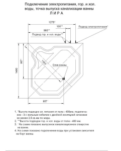 Акриловая ванна Aquatek Лира 148х148 полный комплект