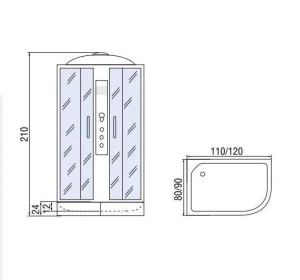 Душевая кабина River Dunay 110/80/24 MT R 110х80х210 Душевая кабина River Dunay 110/80/24 MT R 110х80х210