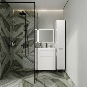 Тумба с раковиной Style Line Марелла Люкс 60 напольная белый глянец